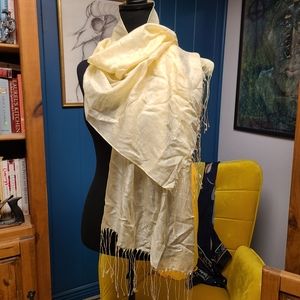 Silky Scarf Cream Color With A Subtle Pattern